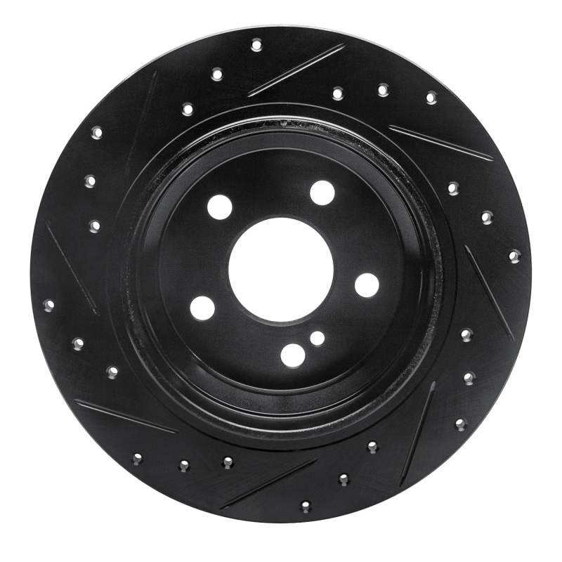 Mercedes-Benz CL500 Brake Rotor (1) - Rear Right - R1 Concepts - Drilled & Slotted - Black - `03-`06